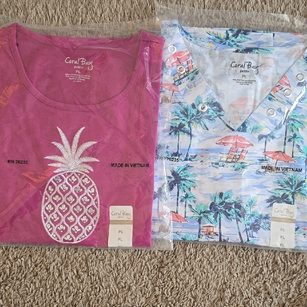Petite L tops Women's bundle of 2 - Coral Bay beachy